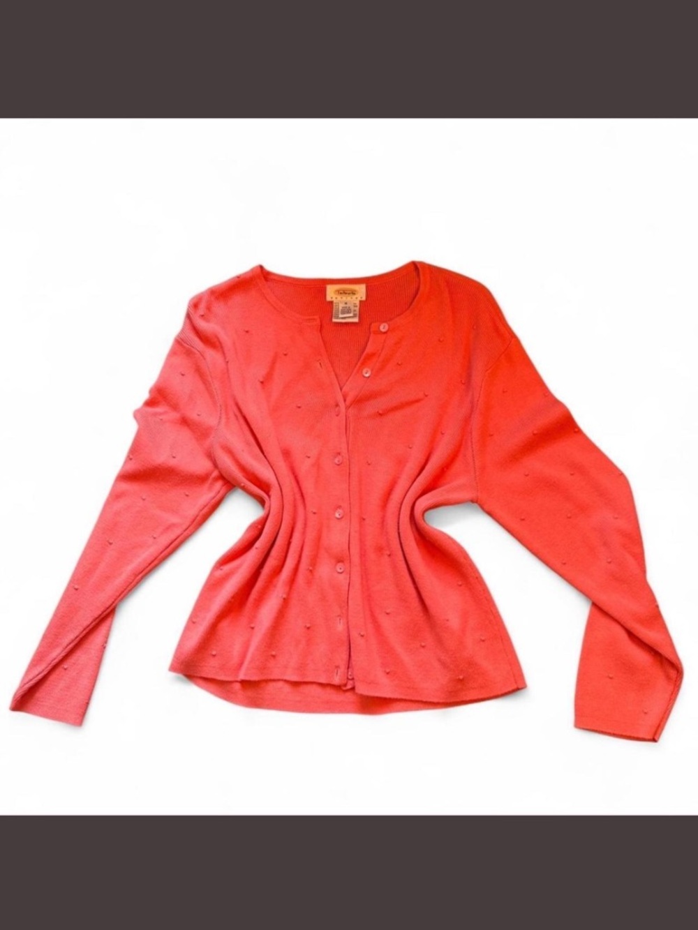 Talbots Coral Button-Front Cardigan Sweater